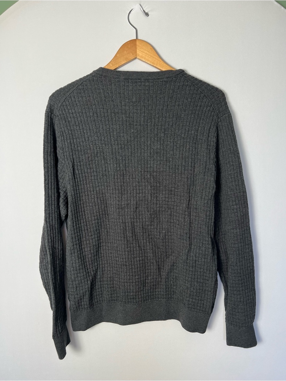 Michael Kors Men’s Gray Ribbed Pullover Knit Cotton Crew Neck Sweater XL - Picture 4 of 6